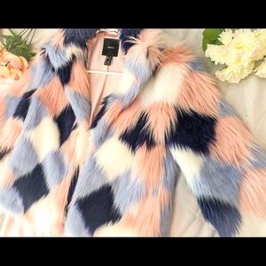 Colorful Faux Fur Jacket/ Coat